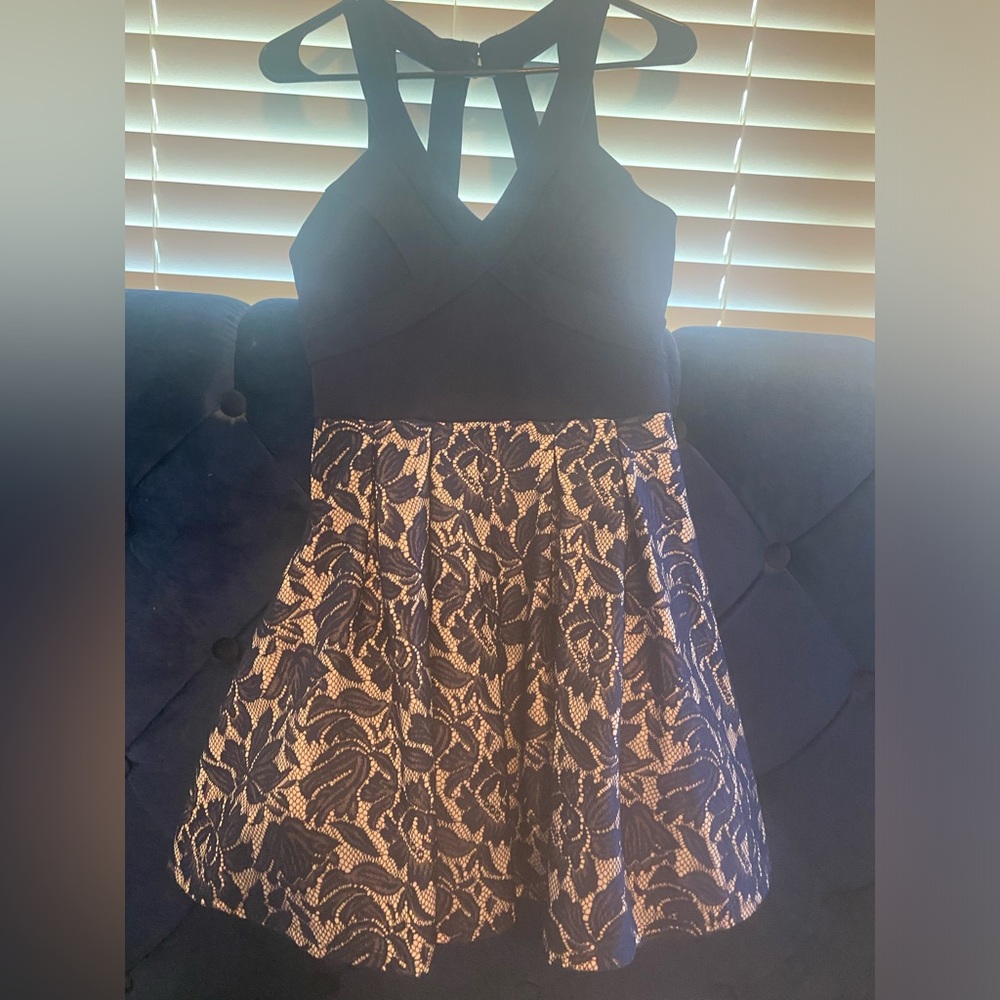 Worn once prom dress sz 1 from macys blue halter style a line dress
